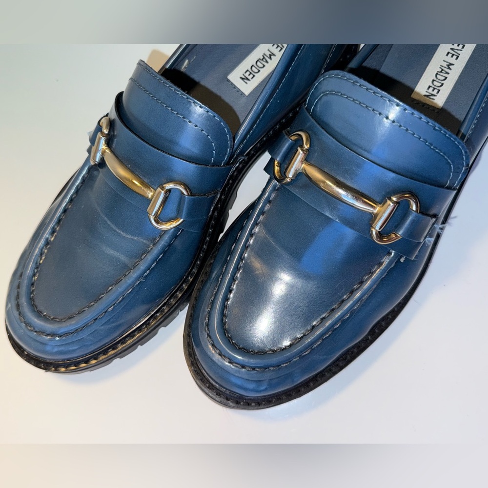 STEVE MADDEN MISTOR BLUE LOAFER LUG SOLE WOMENS SZ 8 - Picture 4 of 8